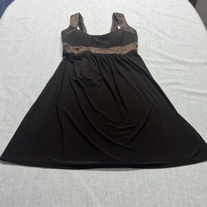 🌞 B. Darlin sleeveless strappy square neck empire waist brown midi dress S